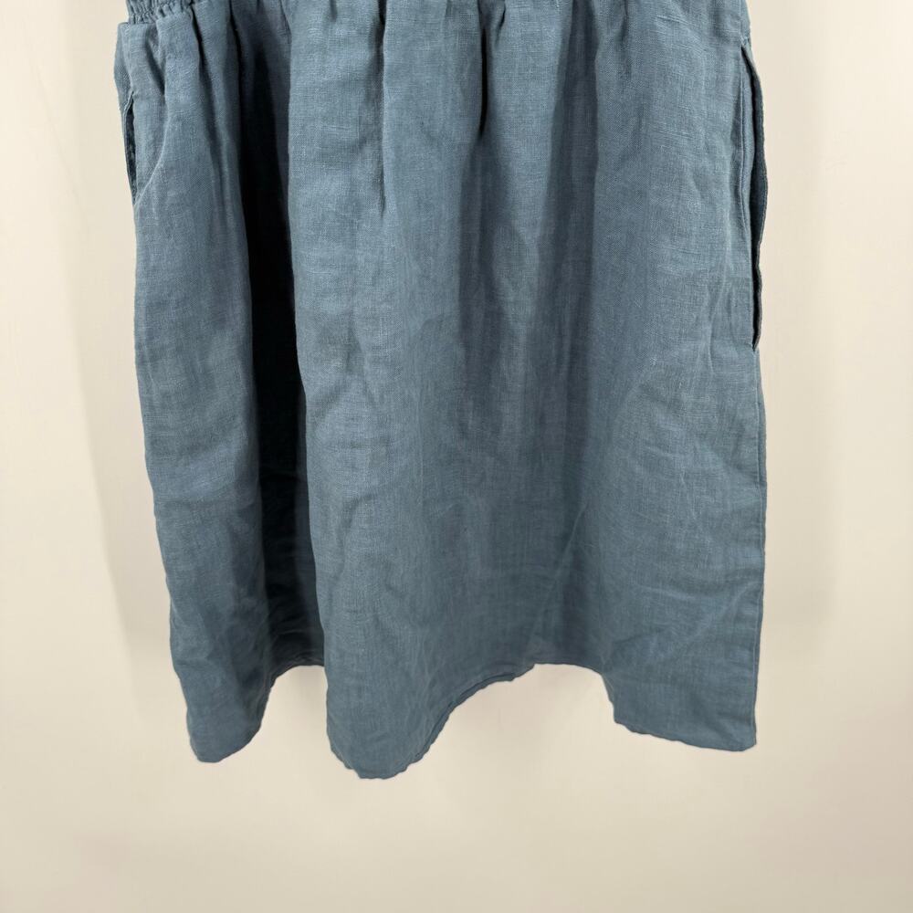 Cloth & Stone Dress Size Small NEW Anthropologie 100% Linen Mini Blue Smock NWOT - Picture 14 of 16